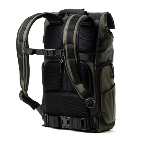 Think Tank FocusPoint 22L RollTop Camera Backpack - Greenway: Expandable Travel & Camera Backpack with Laptop Sleeve, Quick Side and Back Access, Rain Cover – Versatile Photography & Travel Bag - color: Greenway, size: 22 Liters