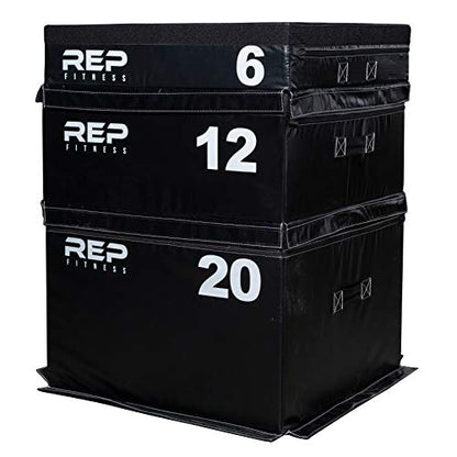 REP Fitness Stackable Soft Foam Plyo Box Set, Adjustable Plyometric Jump Box for Home Gym Workouts, Plyometric Jumping Platform for Exercise, Step Training, HIIT & CrossFit - style: 6", 12", 20"