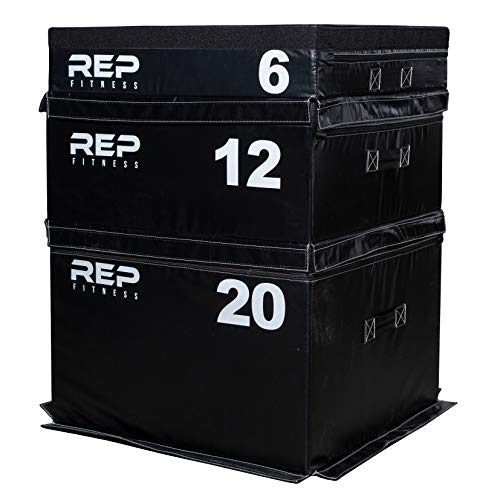 REP Fitness Stackable Soft Foam Plyo Box Set, Adjustable Plyometric Jump Box for Home Gym Workouts, Plyometric Jumping Platform for Exercise, Step Training, HIIT & CrossFit - style: 6", 12", 20"