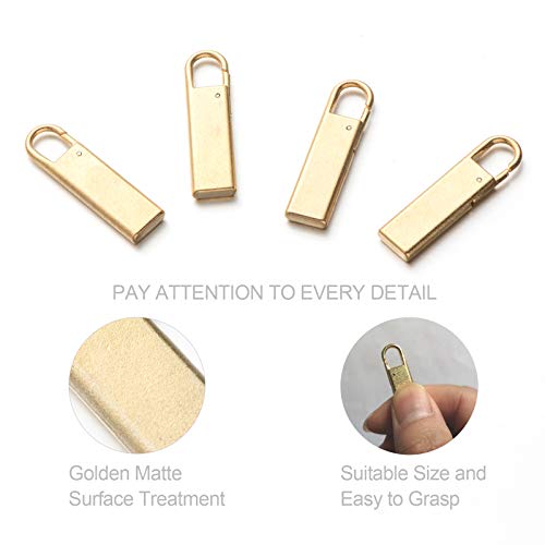 Zpsolution Gold Zipper Pull Replacement Metal Zipper Tab Repair Easy Use for Broken and Missing Pulls On Luggage Suitcase Jacket Backpacks Coat Boots - color: 4 gold
