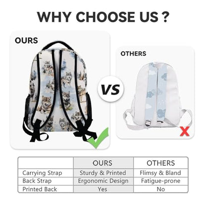 Girls Backpacks for Preschool - 17 Inch Wolf Kids School Backpack - Durable Bookbag for Kindergarten - color: Color1-1