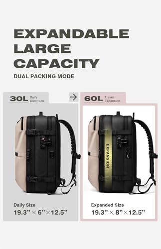 AirVault Vacuum Seal Travel Backpack 60L with Expandable HyperSeal Air Compression Vacuum System Water Resistant TSA Lock (Vacuum Pump Included, Pink, 60L) - color: Pink