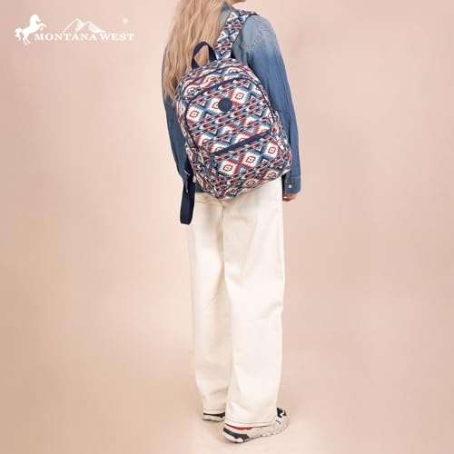Montana West Backpack for Women Western Travel Backpack Purse Casual Daypack for Laptop College - color: Aztec Bice