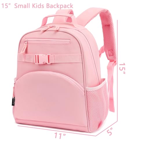 FlowFly Kids Backpack for Toddler Boys Girls, Simple Lightweight Bookbag for Daycare Kindergarten Elementary School Travel, Small Modern Bag (Medium 15''), Pink - color: Pink, style: Kids Medium: 12l