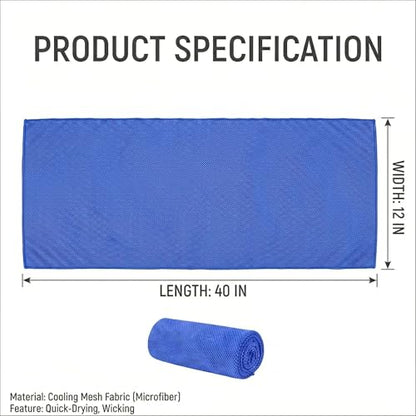 4 Packs Cooling Towels (40x12 Inch), Cooling Towels for Neck and Face, Stay Cool in Hot Weather for Sports, Gym, Yoga, Golf, Fitness, Running, Camping & Travel - color: 2 Packs Black/ 2 Packs Blue