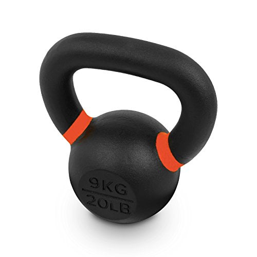 Valor Fitness Premium Cast Iron Kettlebells Powder Coated Kettle Bell Weights - Includes LB and KG Weight - color: C: 20LB