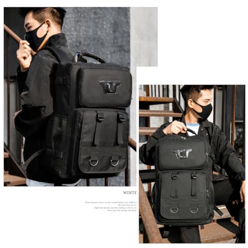 Large Travel Backpack Carry,Camping Hiking Backpack,Water Resistant Outdoor Daypack Travel Bag for Climbing Skiing (Black) - color: Black
