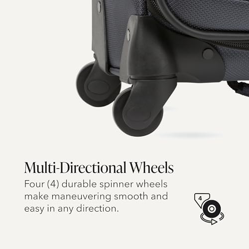 SWISSGEAR Sion Carry-On Spinner Luggage, Softside Expandable, Lightweight Suitcase, Dark Grey, 22.75-Inch - color: Dark Grey, size: Carry-On
