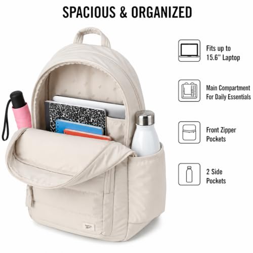 Reebok Backpack - Multipurpose Lightweight Carry On Everyday Laptop Gym Travel Commuter Backpack, Skyler Pumice Stone - color: Skyler Pumice Stone