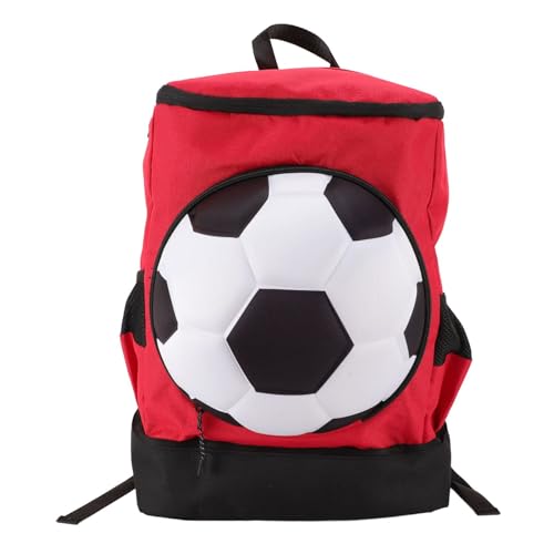 Soccer Backpack, Ball Compartment, Shoe Compartment, Fits Soccer Ball, Promotes Air Circulation and Comfort - color: Red with Black, size: Children Size (Fits Size 4 Ball)