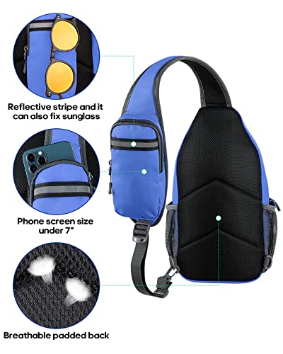 WATERFLY Crossbody Sling Backpack Sling Bag Travel Hiking Chest Bag Daypack - color: Z-sea Blue