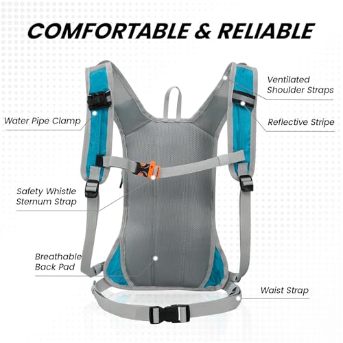 Nepest Hydration Pack Backpack for Women & Men, Lightweight Water Backpack with 2L Water Bladder for Hiking Cycling Running Biking - color: Teal