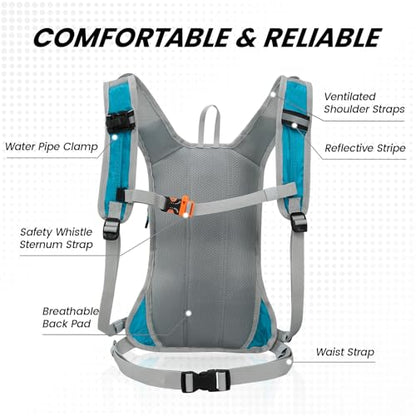 Nepest Hydration Pack Backpack for Women & Men, Lightweight Water Backpack with 2L Water Bladder for Hiking Cycling Running Biking - color: Teal