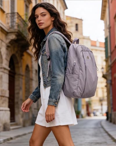Nylon Backpack for Women Men, Waterproof Travel Backpack Purse Casual Daypack, Gym School Backpack for Daily Cycling (Purple) - color: Purple