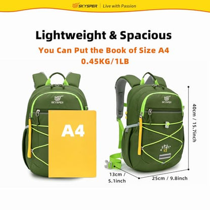 SKYSPER Kids Backpack 12L Children School Bag Child Boy Girl Pack Ages 4-8 for Traveling Day Trips Classes Camping(ArmyGreen) - color: Armygreen, size: Small