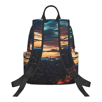 Travel Backpack for Women Men Cityscape Dusk Daypack 15 inch Lightweight Computer Bag Casual Back Pack - color: Cityscape Dusk