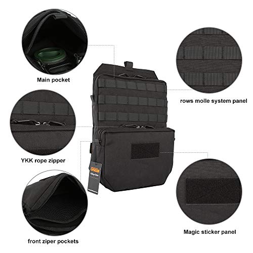 EXCELLENT ELITE SPANKER Tactical MOLLE Hydration Pack for 3L Hydration Water Bladder Molle Vest Accessory - color: Black