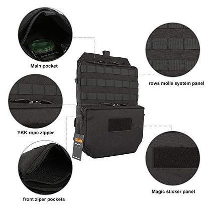 EXCELLENT ELITE SPANKER Tactical MOLLE Hydration Pack for 3L Hydration Water Bladder Molle Vest Accessory - color: Black