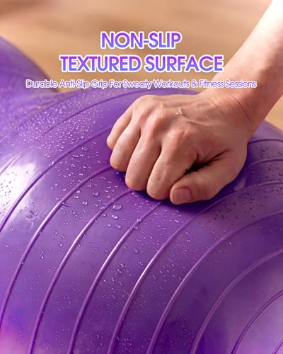 Premium Peanut Ball - 100x50cm Anti-Burst Exercise Ball for Physical Therapy, Pregnancy Labor & Home Fitness Sensory| Non-Slip Design | Quick-Inflate Pump Included - color: purple