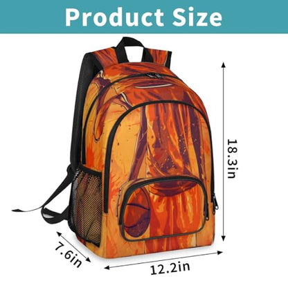 Basketball Player Large Capacity Backpack, 18 Inch Multi Pocket Laptop Tablet Backpacks Business Travel Hiking Daypack Casual Rucksack for Women Men Gifts