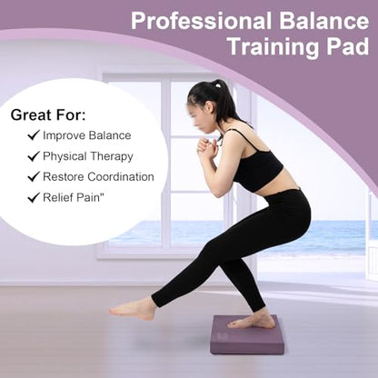 StrongTek Professional Foam Exercise Balance Pad - 15.8" x 13" x 2", High-Density TPE Foam Knee Pad, Non-Slip & Water-Resistant, for Balance Training, Physical Therapy, Yoga, and More - color: Purple
