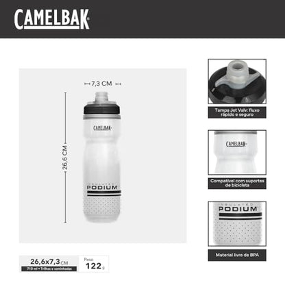 CamelBak Podium Chill Insulated Bike Squeeze Water Bottle, Cold Retention for Cycling, 24oz, White/Black - color: White/Black