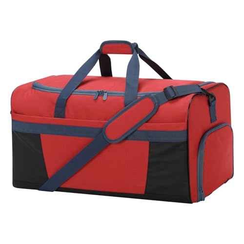 Men's 65L Gym Bag with Wet Pocket and Shoe Compartment- 24"x12.5"x13" Large Sports Duffle Bag for Gym Travel - Red - color: Red