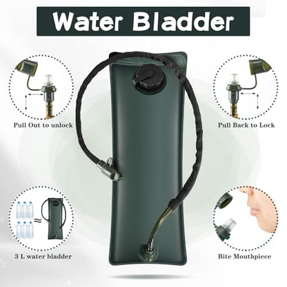 4 Pack Tactical Hydration Backpack with 3L Water Bladder Military Daypack Water Backpack Lightweight Hydration Back Pack for Running Cycling Climbing Hiking for Men Women - style: Dark Camo