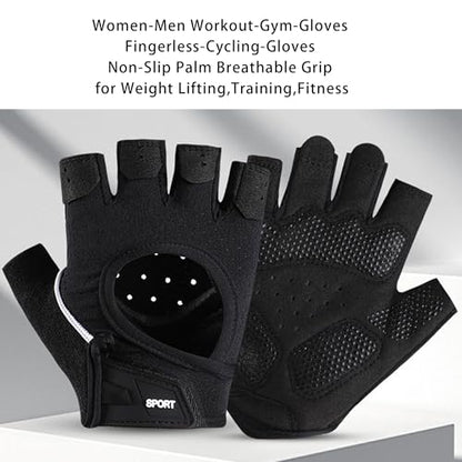 IZUS Women-Men Workout-Gym-Gloves Fingerless-Cycling-Gloves Non-Slip Palm Breathable Grip for Weight Lifting,Training,Fitness