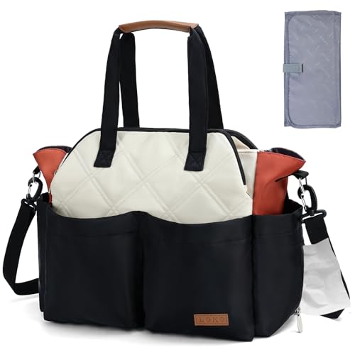 Lekebaby Diaper Bag Tote for Baby - 17 Pockets Large Travel Diaper Tote with Portable Changing Pad, Mom Crossbody Hospital Bag for Labor Delivery, Waterproof, Baby Essentials for Newborn Gifts, Beige - color: Beige
