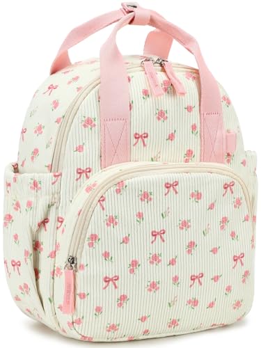 Bluboon Toddler Backpack for Girls Boys 2-4 Cute 12" Preschool Kindergarten Backpacks Kids Daycare Bags School Travel (Pink bow flower 212-Beige, Age 2-4 (12" H not Fit A4 Folder)) - color: Pink Bow Flower 212-beige, size: Age 2-4 (12" H not Fit A4 Folder