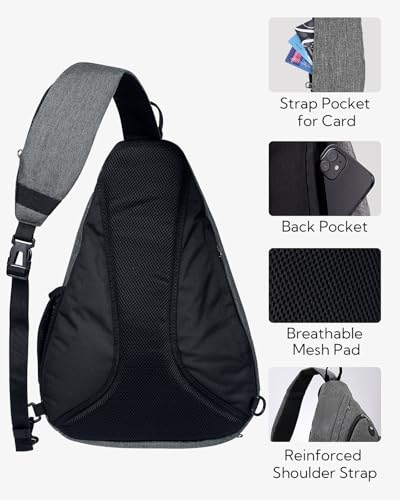 WATERFLY Sling Bag Sling Backpack Small Crossbody Shoulder Bag for Men Women Traveling Cycling Hiking Daypack - color: Grey