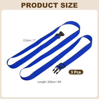 PATIKIL Utility Straps with Quick Release Buckle, (1 Inch x 6 Feet, Blue) (3 Pcs) Adjustable Luggage Polyester Straps Backpack Webbing, Suit for Sleeping Bag/Camping/Hiking - color: Blue, size: 1 Inch x 6 Feet