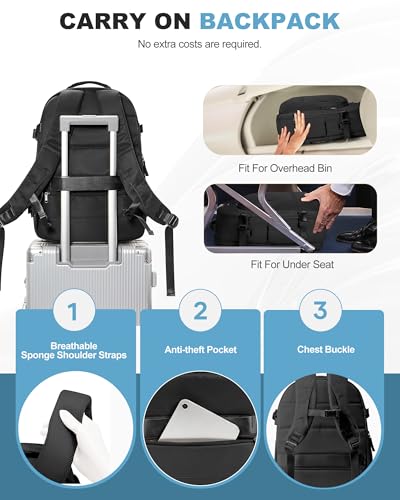 coofay Vacuum Backpack Travel with Pump Vacpack Backpack with Vacuum System Travel Compression Backpacks for Women Mochila De Viaje Carry on Luggage - color: B-black