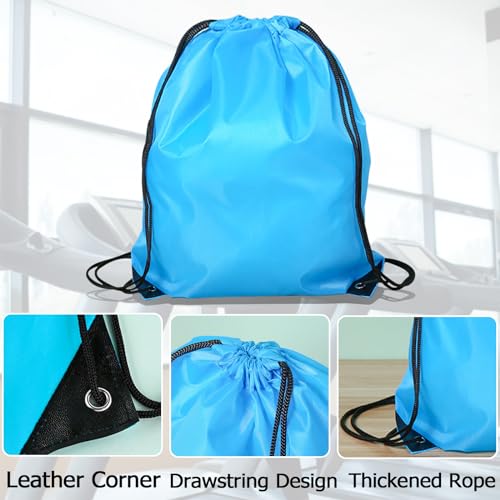 Drawstring Backpack Bulk String Backpack Drawstring Bags Sport Gym Cinch Bag Nylon String Bag for Women Men (1PCS) - color: Sky Blue 1pcs