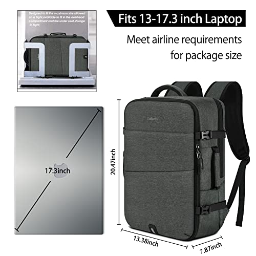 Lubardy Travel Backpack for Men Women 17 Inch Flight Approved Carry on Backpack Waterproof Large 40L Luggage Daypack Business College Weekender Overnight Laptop Backpack with 3 Packing Cubes, Grey - color: Grey(backpack With 3 Packing Cubes)