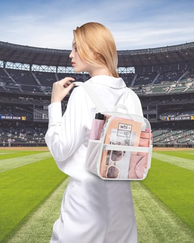 Clear Backpack for Stadium Events, 12x12x6 Small Clear Plastic bag with Reinforced Straps for Game Security Festival Concert - color: White