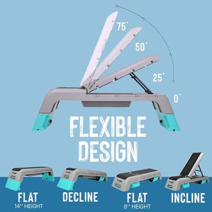 Yes4All Multifunctional Aerobic Deck - Versatile Fitness Station, Weight Bench, Aerobic Stepper, Plyometrics Box for Cardio Workouts and Strength Training - color: B. Blue/Grey
