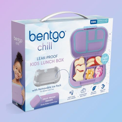 Bentgo Chill Kids Leakproof Lunch Box - 4-Compartment Bento Box with Built-In Ice Pack, 3.3 Cup Capacity, BPA-Free, Microwave & Dishwasher Safe Tray, Ages 3–7 (Vivid Orchid) - color: Confetti Edition - Vivid Orchid