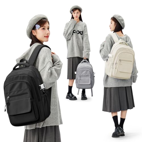 Backpacks For School Women Men,Lightweight College Backpack With Lots Of Pockets,Simple Middle School Bag,Cute Bookbag For Teens Boys Girls（Grey） - color: A3-grey