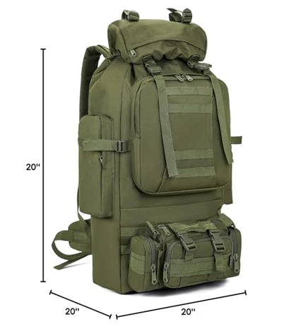 100L Camping Hiking Backpack,Molle military Tactical rucksack backpack,Waterproof Lightweight Hiking Backpack - color: Armygreen