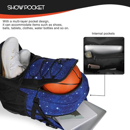 Goloni 40L Basketball Bag,Large Basketball Backpack with Ball Compartment & Shoe Compartment,Backpack for Soccer,Volleyball - color: Starry Sky Blue
