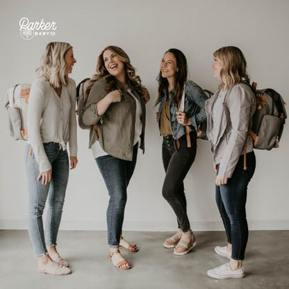 Parker Baby Diaper Backpack - Large Diaper Bag with Insulated Pockets, Stroller Straps and Changing Pad -"Birch Bag" - Sage Green - color: Sage Green