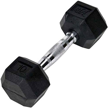 JFIT Rubber Hex Dumbbell - style: 10lb (Single)