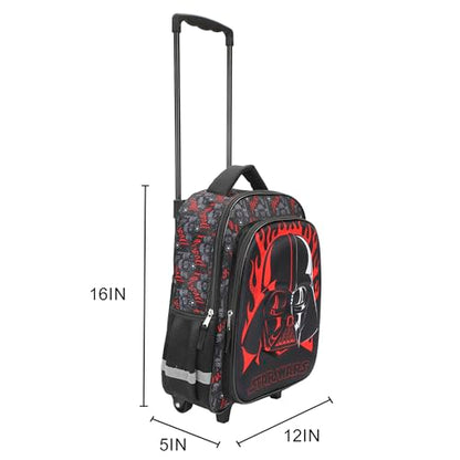 Bioworld Star Wars Darth Vader 16" Rolling Travel Backpack - color: Black, Red & Gray