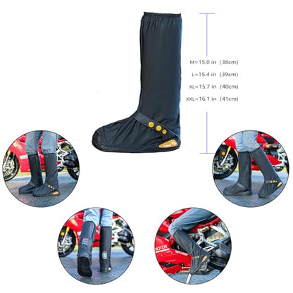 Waterproof Rain Boot Shoe Cover with Reflector Reusable & Foldable - color: Black#Thicked, size: X-Large