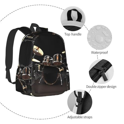Cool Drum Set Travel Backpack for Men Women 15.6 inch Laptop Backpack Casual Daypack for Weekender - color: Cool Drum Set
