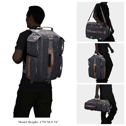 WITZMAN Travel Backpack for Men and Women Carry On Canvas Backpack Duffel Bag for Airplanes Fit 17 Inch Laptop (6661 canvas black) - color: Black