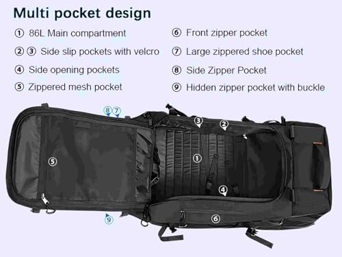 29" 86L Foldable Wheeled Duffle Bag, Waterproof Travel Rolling Backpack with Quilted Bottom, Black - color: Black