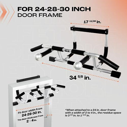 Yes4All Heavy Duty Wall Mounted Pull Up Bar, Over Door Pull Up Bar for Doorway, Multi Grip Chin Up Bar, Sturdy Strength Training Bars & Durable Gym Bar for Home Exercise - style: Elevated Doorway Pull Up Bar